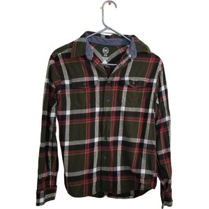 Wonder Nation Kids's Plaid Button Down Shirt - Green and Red
